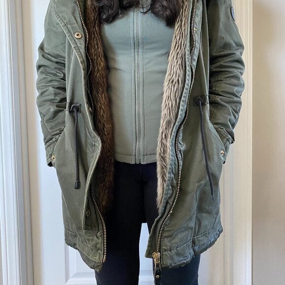 Small "Only" Green Winter Faux Fur Jacket from Boathouse - Picture 1 of 8
